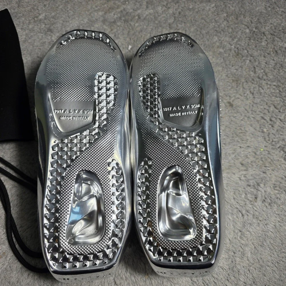 1017 ALYX 9SM Mono Chrome Silver Metallic‎ Slip Ons Clogs Shoes EU 40 NEW IN BOX